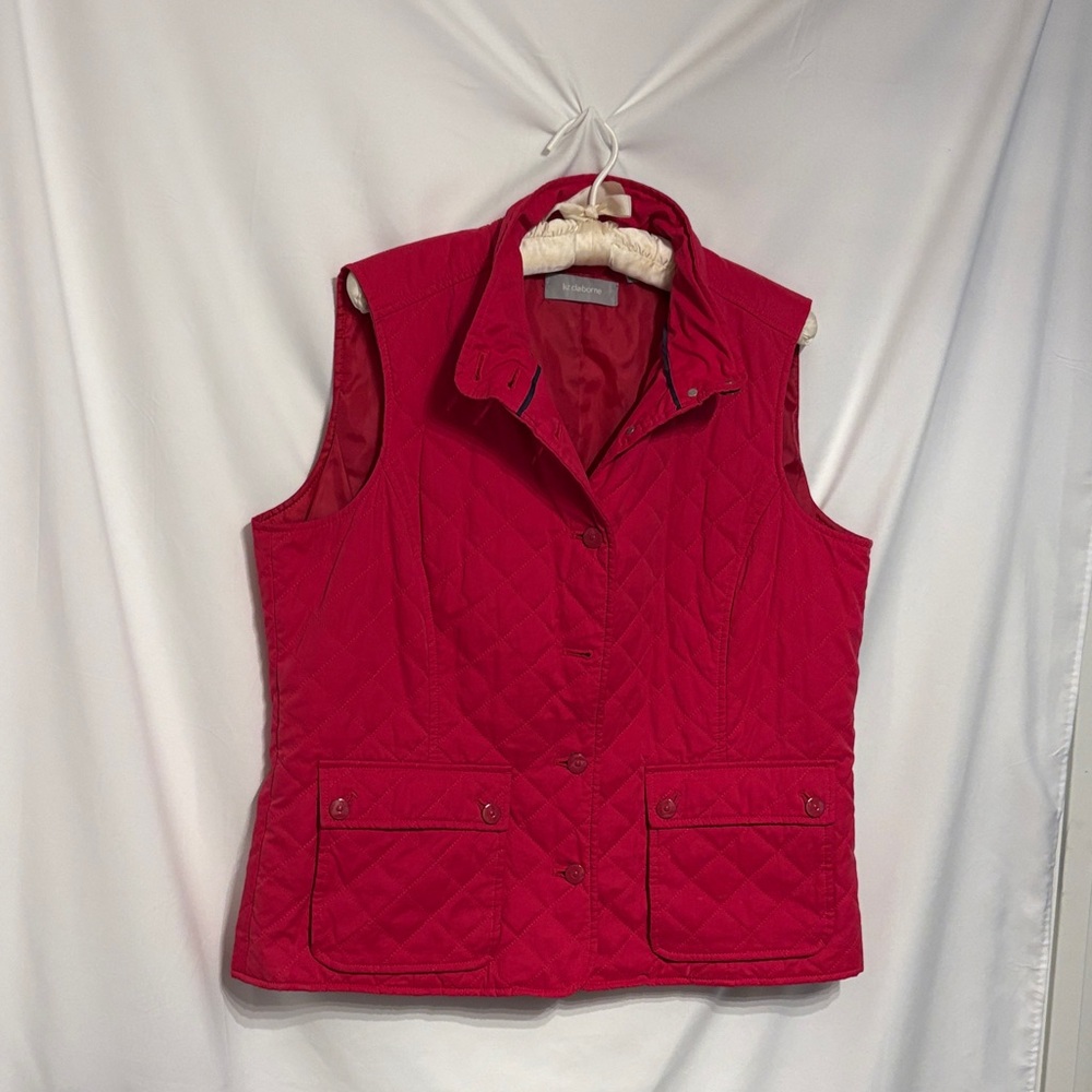 Liz Claiborne Preppy Quilted Vest - Vibrant Pink